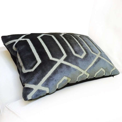 Robert Allen Bengal Lattice Charcoal Gray Geometric Italian Cut Velvet Pillow Cover