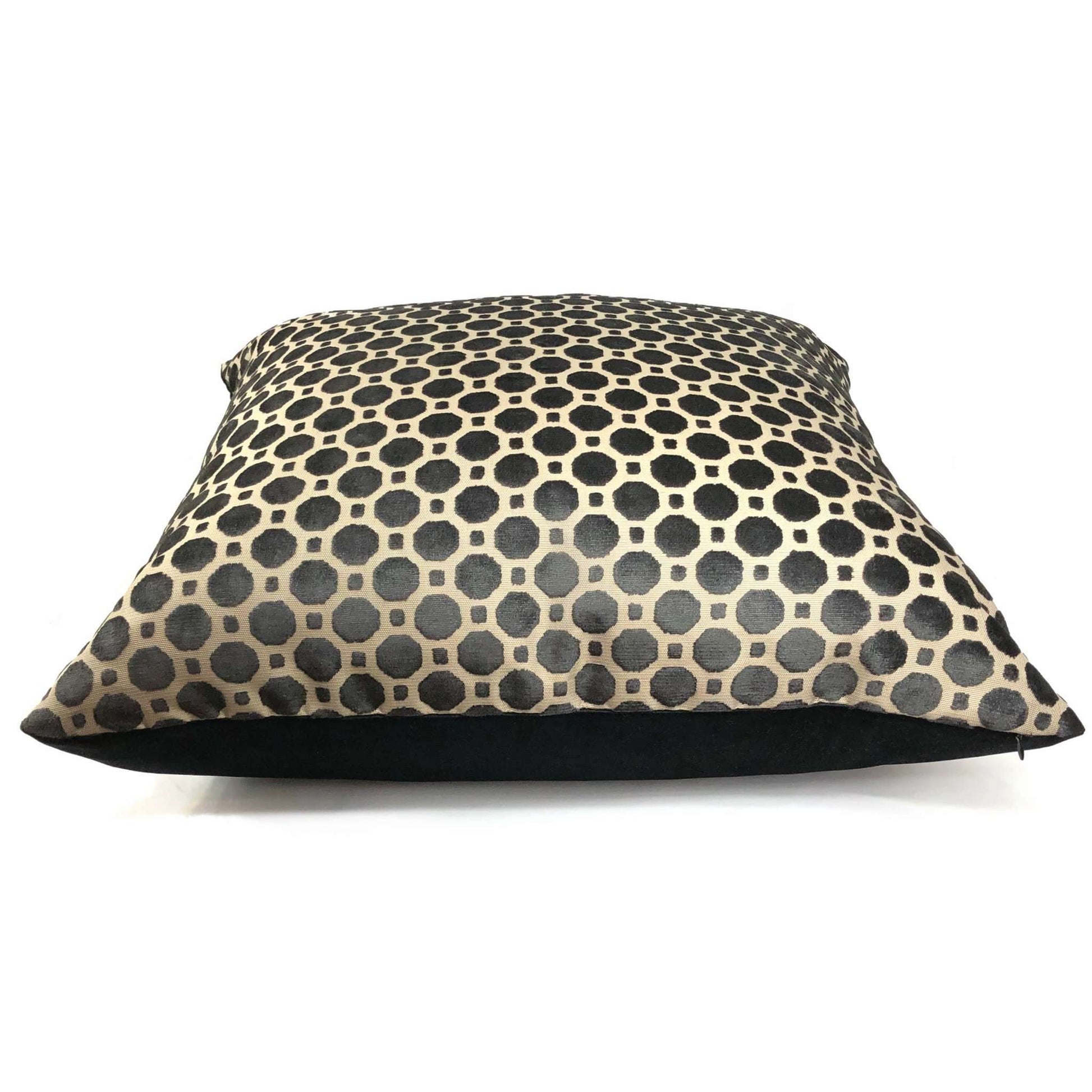 Robert Allen Velvet Geo Black Geometric Tile Cushion Cover 24x24