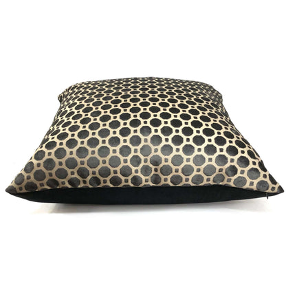 Robert Allen Velvet Geo Black Geometric Tile Cushion Cover 24x24