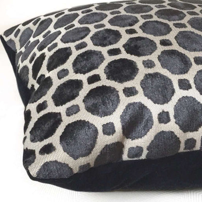 Robert Allen Black Beige Cut Velvet Geometric Pillow Cover