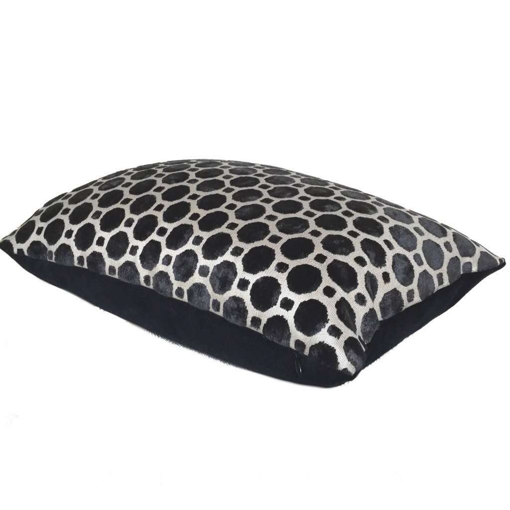 Robert Allen Black Beige Cut Velvet Geometric Pillow Cover