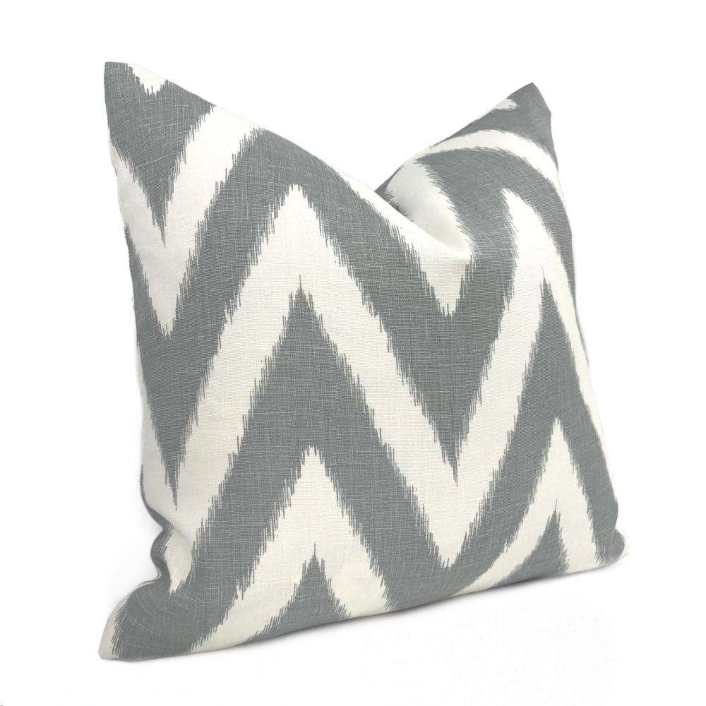 Robert Allen Brushed Zig Zinc Gray Cream Chevron Linen Lumbar Pillow 12x18 12x20 12x24 14x20 16x26