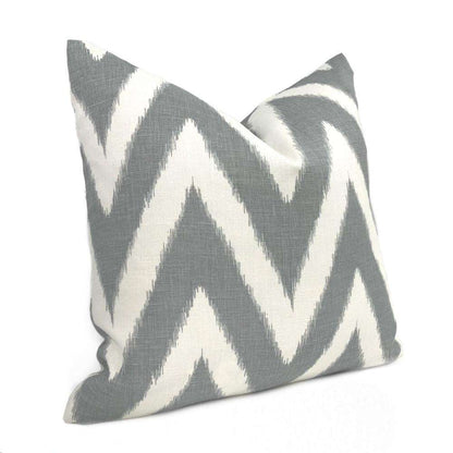 Robert Allen Brushed Zig Zinc Gray Cream Chevron Linen Lumbar Pillow 12x18 12x20 12x24 14x20 16x26