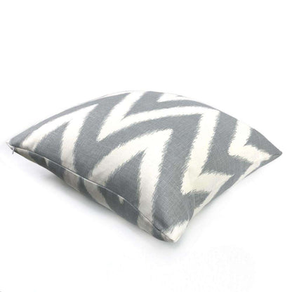 Robert Allen Brushed Zig Zinc Gray Cream Chevron Linen Throw Pillow 16x16 18x18 20x20 22x22