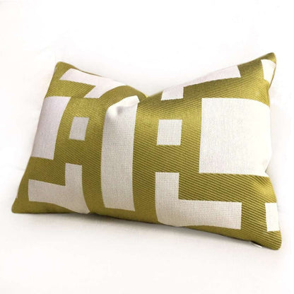 Robert Allen Chartreuse Green Art Deco Ovals Rectangles Jacquard Geometric Pillow Cushion Cover Cushion Pillow Case Euro Sham 16x16 18x18 20x20 22x22 24x24 26x26 28x28 Lumbar Pillow 12x18 12x20 12x24 14x20 16x26 by Aloriam