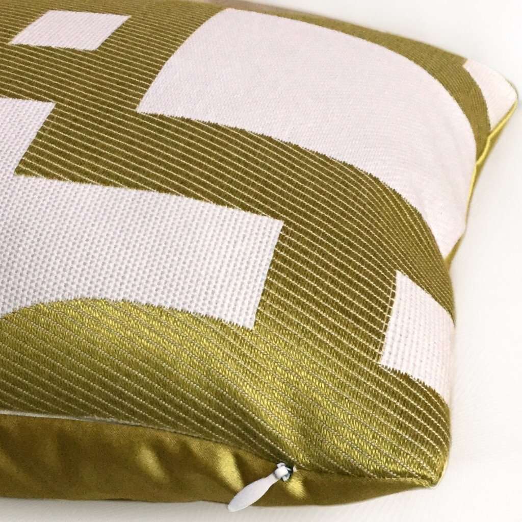 Robert Allen Chartreuse Green Art Deco Ovals Rectangles Jacquard Geometric Pillow Cushion Cover Cushion Pillow Case Euro Sham 16x16 18x18 20x20 22x22 24x24 26x26 28x28 Lumbar Pillow 12x18 12x20 12x24 14x20 16x26 by Aloriam