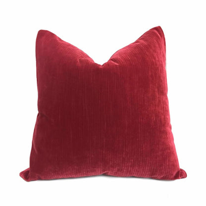 Robert Allen Cherry Red Soft Textured Italian Velvet Pillow Cover