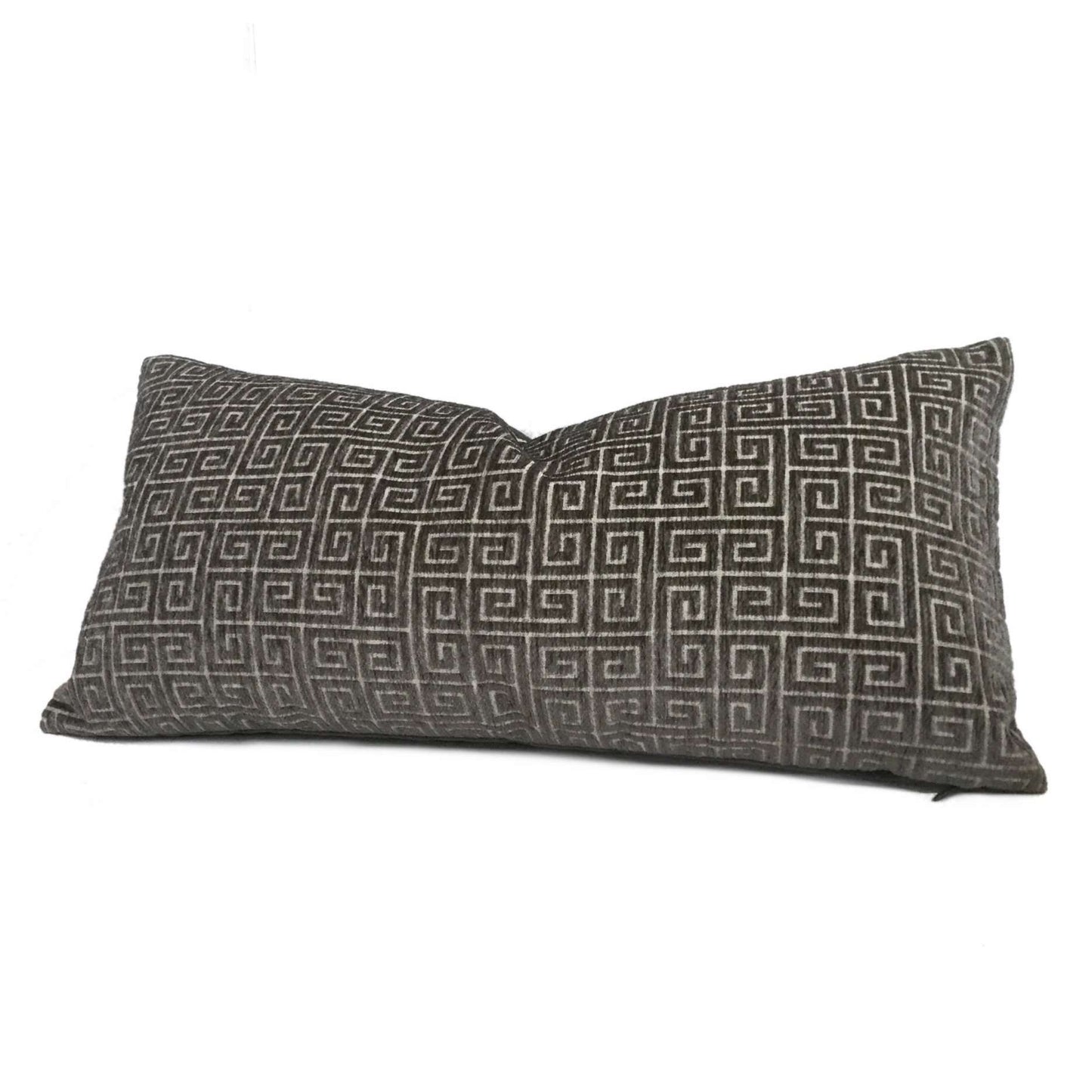 Robert Allen Dark Gray Plush Greek Keys Velvet Chenille Throw Pillow Cover