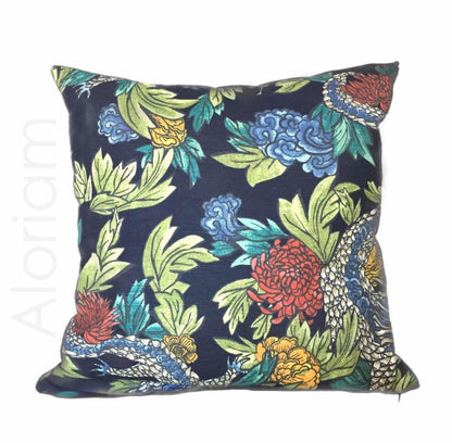 Robert Allen Dwell Studio Ming Dragon Chinoiserie Pillow Cover in Admiral Blue - Aloriam