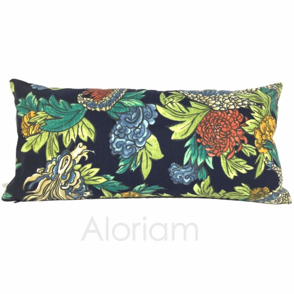 Robert Allen Dwell Studio Ming Dragon Chinoiserie Pillow Cover in Admiral Blue - Aloriam