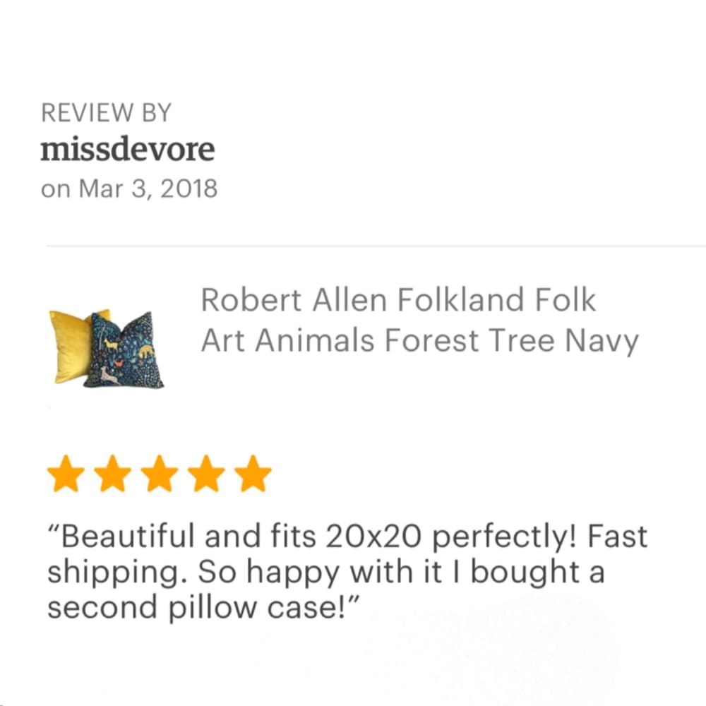 Robert Allen Folkland Navy Blue Folkart Pillow Cover Cushion Pillow Case Euro Sham 16x16 18x18 20x20 22x22 24x24 26x26 28x28 Lumbar Pillow 12x18 12x20 12x24 14x20 16x26 by Aloriam