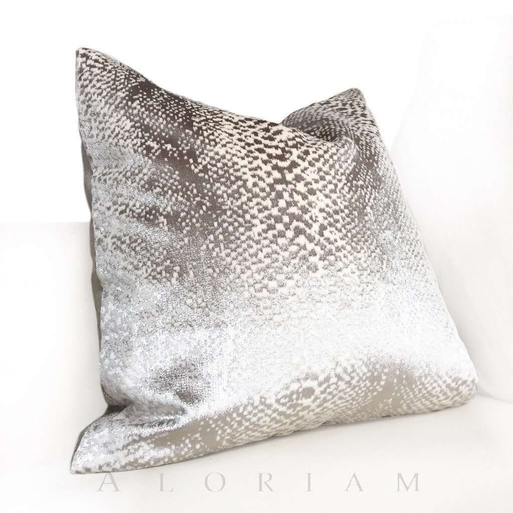 Robert Allen Hidden World Zinc Silver Gray Velvet Pillow Cushion Cover