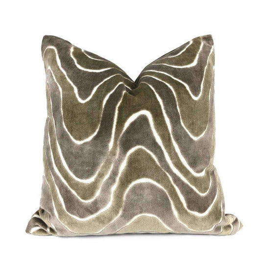 Robert Allen Lush Wave Driftwood Brown Cut Velvet Pillow Cover Cushion Pillow Case Euro Sham 16x16 18x18 20x20 22x22 24x24 26x26 28x28 Lumbar Pillow 12x18 12x20 12x24 14x20 16x26 by Aloriam