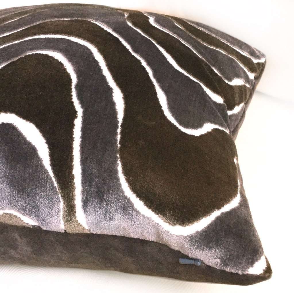 Robert Allen Lush Wave Gray Brown Italian Cut Velvet Pillow Cover