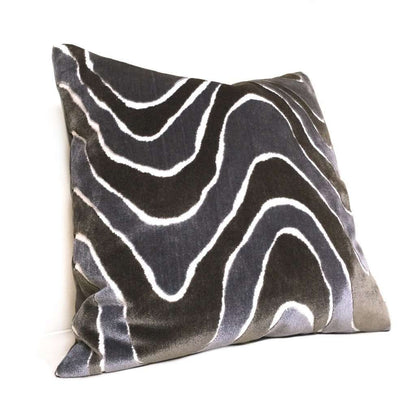 Robert Allen Lush Wave Gray Brown Italian Cut Velvet Pillow Cover