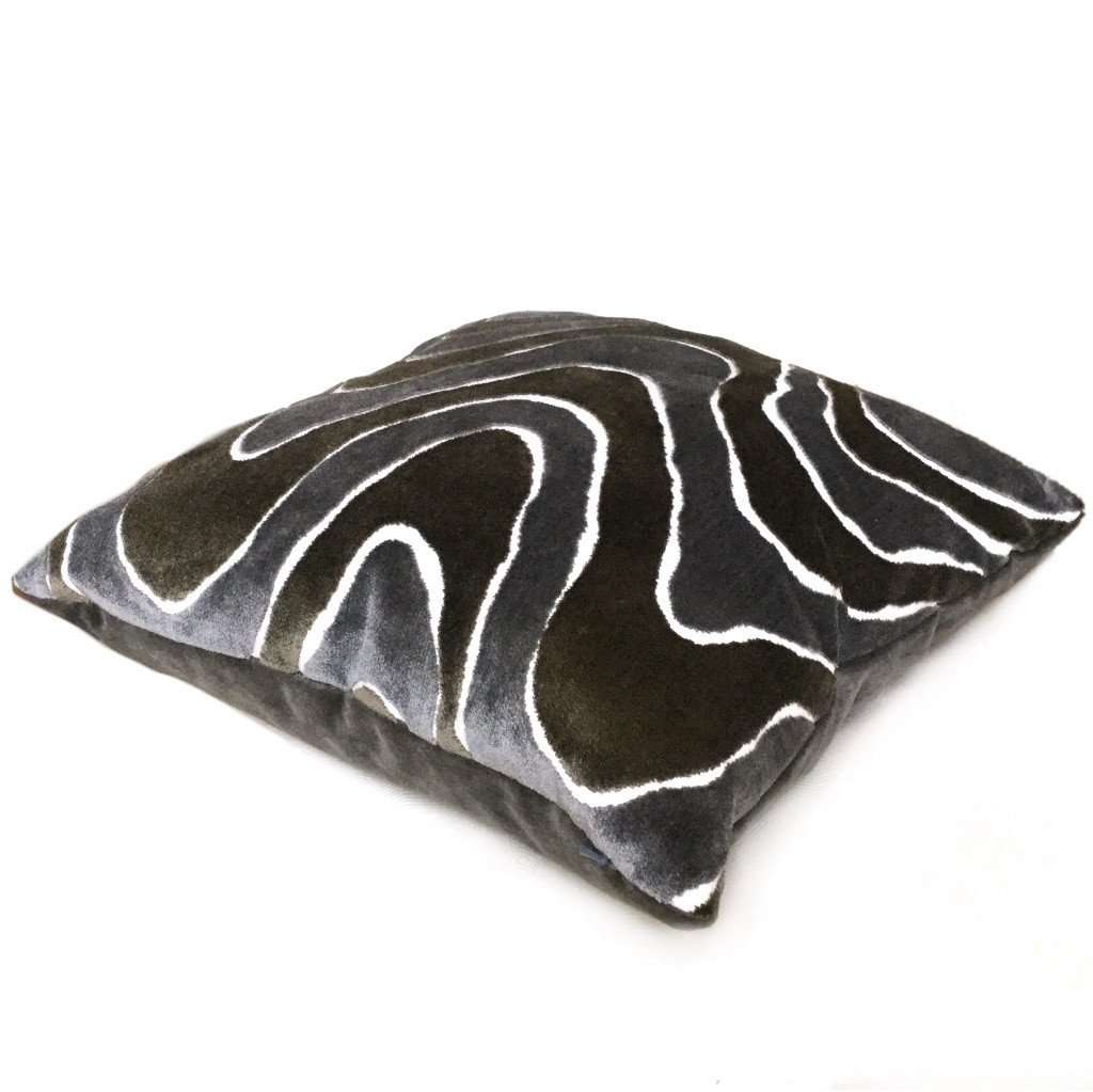 Robert Allen Lush Wave Gray Brown Italian Cut Velvet Pillow Cover