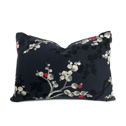 Robert Allen Masami Onyx Cherry Blossom Floral Designer Pillow Cushion Cover Cushion Pillow Case Euro Sham 16x16 18x18 20x20 22x22 24x24 26x26 28x28 Lumbar Pillow 12x18 12x20 12x24 14x20 16x26 by Aloriam