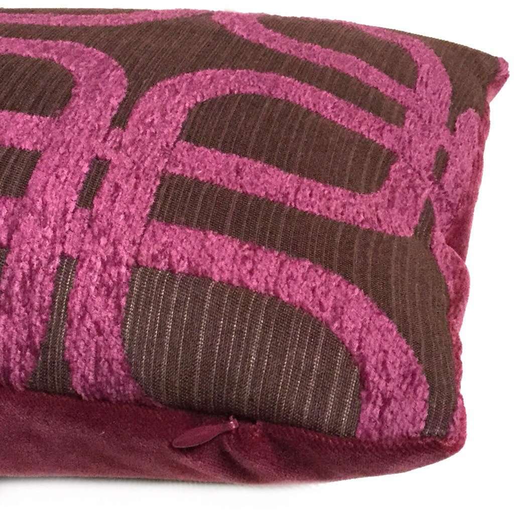 Modern Geometric Lattice Berry Purple Velvet Chenille Upholstery Pillow Cover