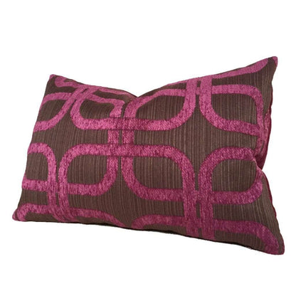 Modern Geometric Lattice Berry Purple Velvet Chenille Upholstery Pillow Cover