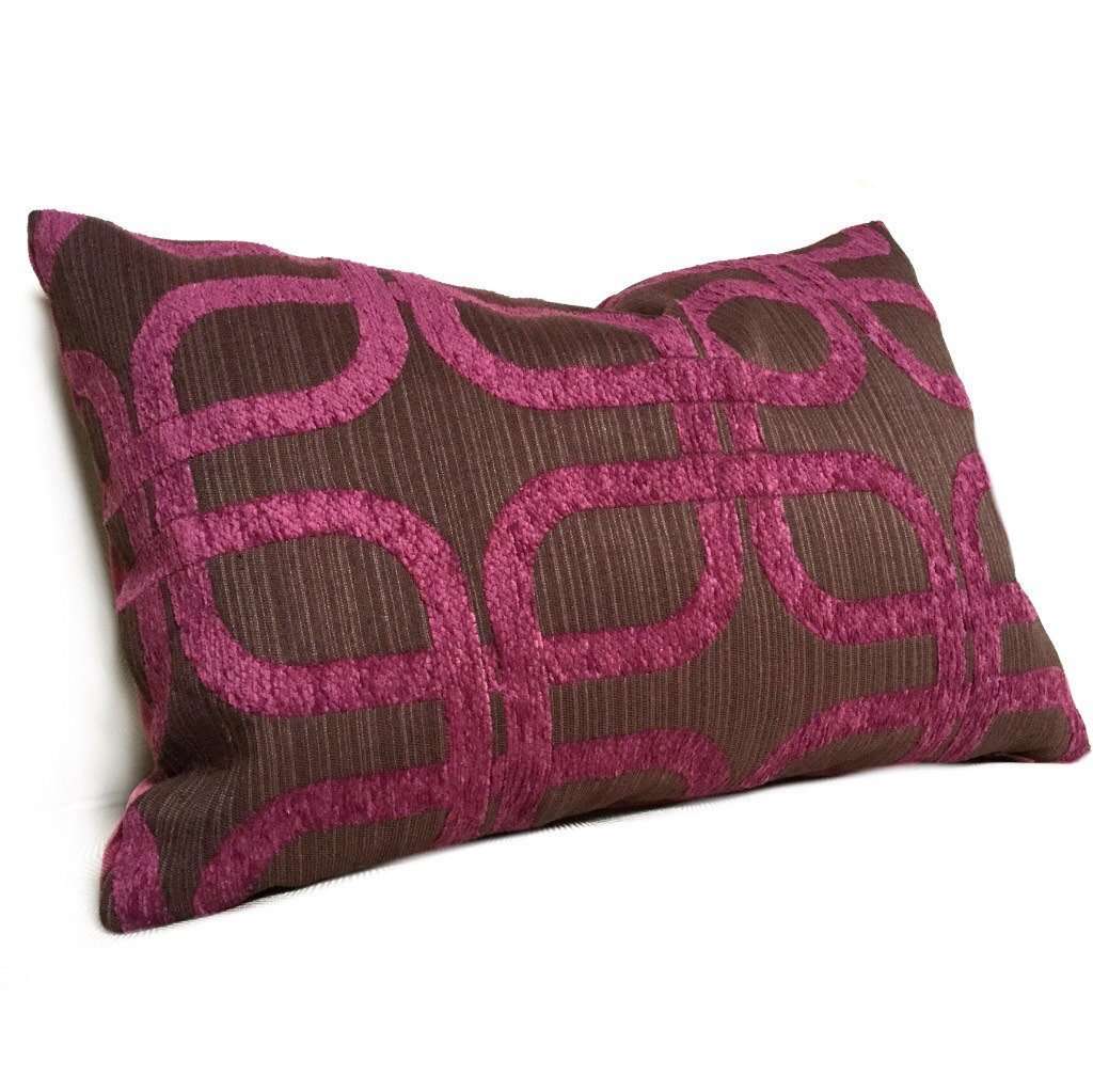 Modern Geometric Lattice Berry Purple Velvet Chenille Upholstery Pillow Cover