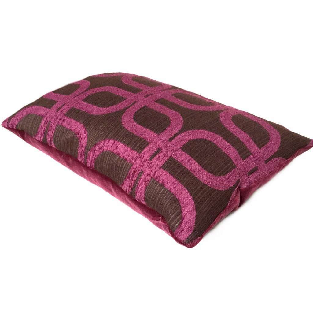 Modern Geometric Lattice Berry Purple Velvet Chenille Upholstery Pillow Cover