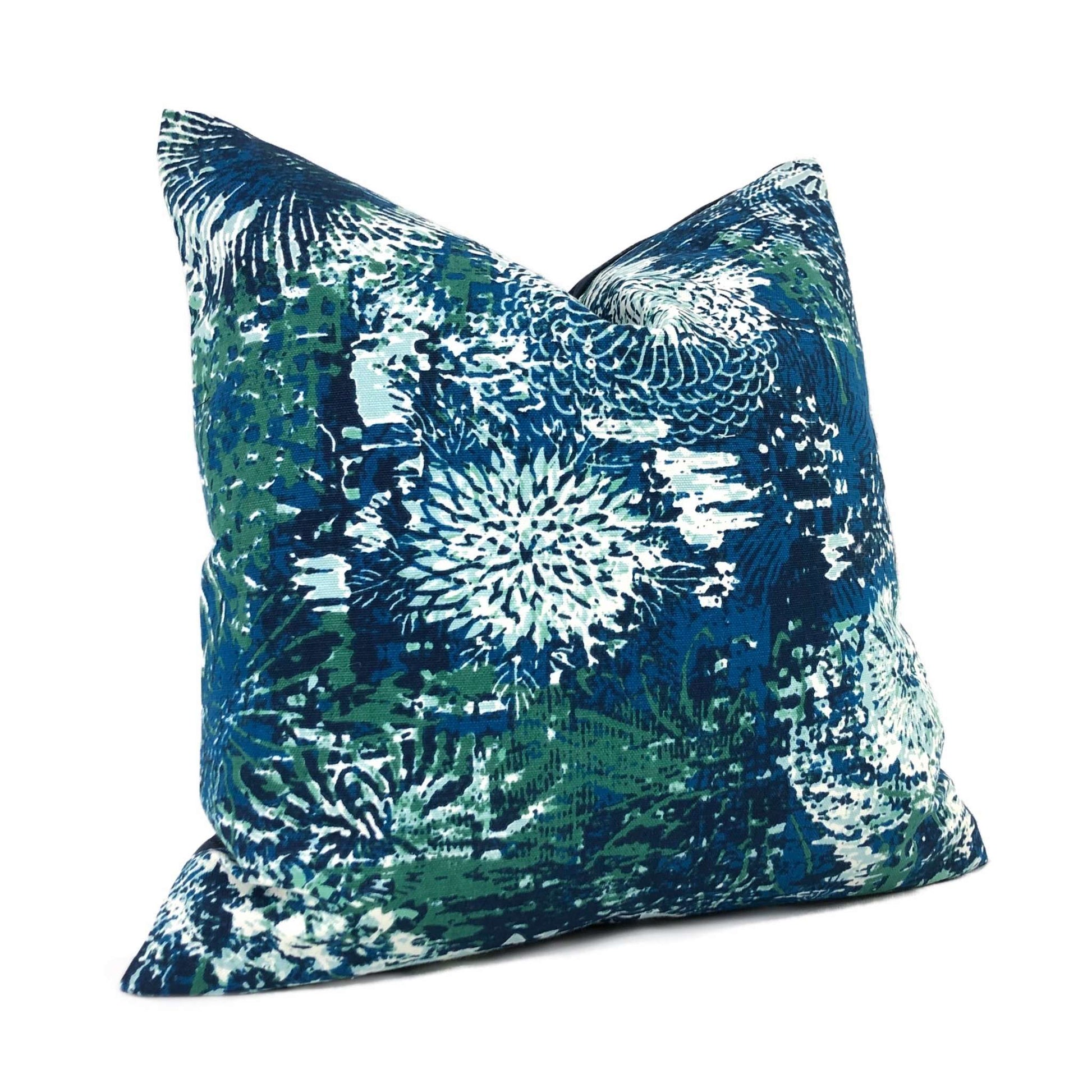 Robert Allen Fezara Modern Green Blue Floral Pillow Case 16x16 18x18 20x20 22x22