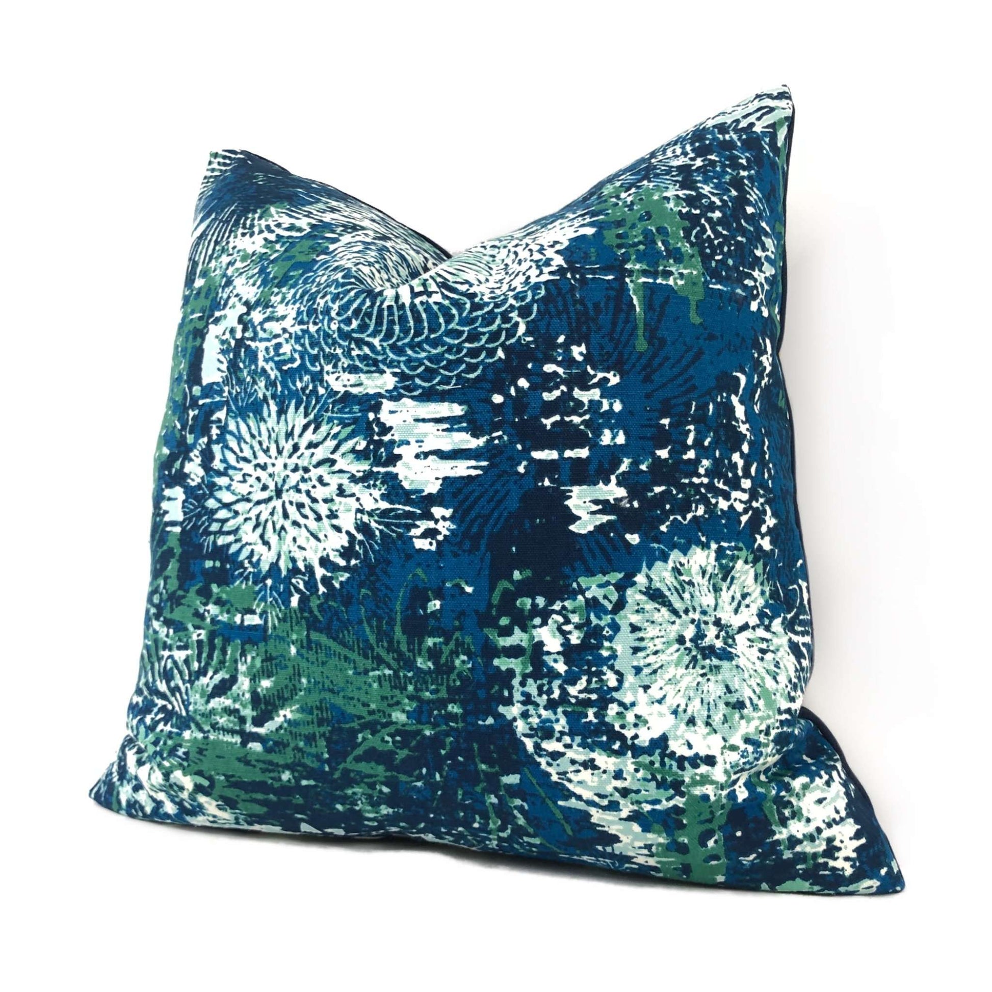 Robert Allen Fezara Deep Pool Modern Green Blue Floral Pillow Sham