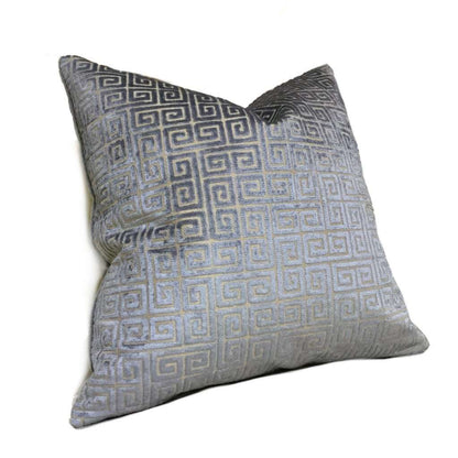 Robert Allen Velvet Greek Keys Gray Geometric Cut Velvet Pillow Cover,  Fits 12x18 12x24 14x20 16x26 16" 18" 20" 22" 24" Cushions