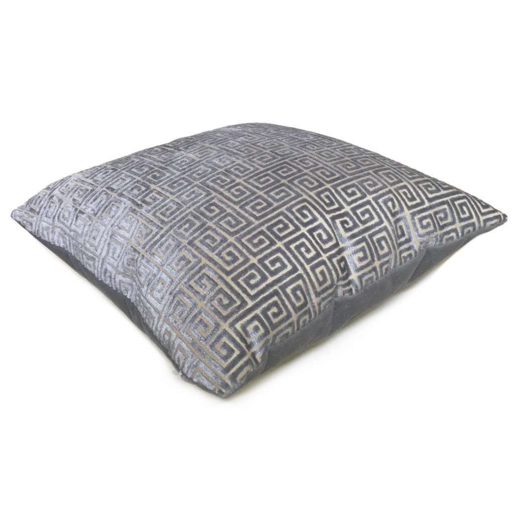 Robert Allen Velvet Greek Keys Gray Geometric Cut Velvet Pillow Cover,  Fits 12x18 12x24 14x20 16x26 16" 18" 20" 22" 24" Cushions