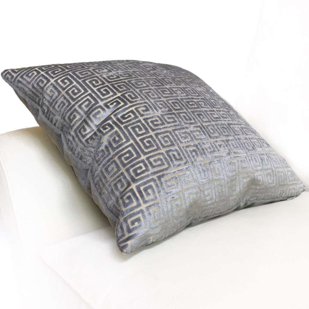 Robert Allen Velvet Keys Graystone Geometric Cut Velvet Pillow Cover,  Fits 12x18 12x24 14x20 16x26 16" 18" 20" 22" 24" Cushions