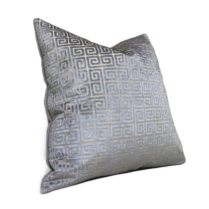 Robert Allen Nickel Gray Velvet Greek Key Pillow Cover Cushion Pillow Case Euro Sham 16x16 18x18 20x20 22x22 24x24 26x26 28x28 Lumbar Pillow 12x18 12x20 12x24 14x20 16x26 by Aloriam