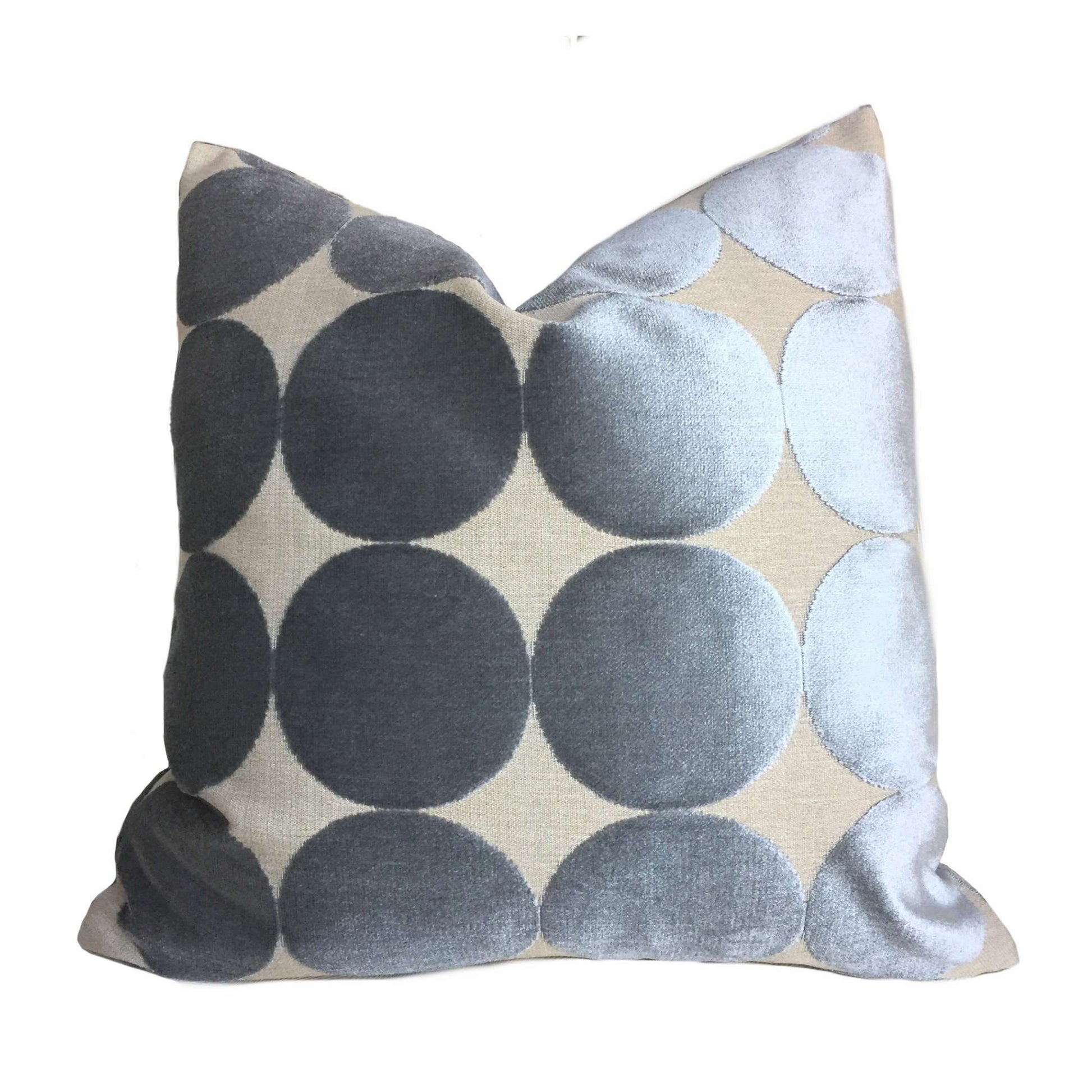 Robert Allen Plush Dotscape Velvet Dots Circles Dove Gray Pillow Cover Cushion Pillow Case Euro Sham 16x16 18x18 20x20 22x22 24x24 26x26 28x28 Lumbar Pillow 12x18 12x20 12x24 14x20 16x26 by Aloriam