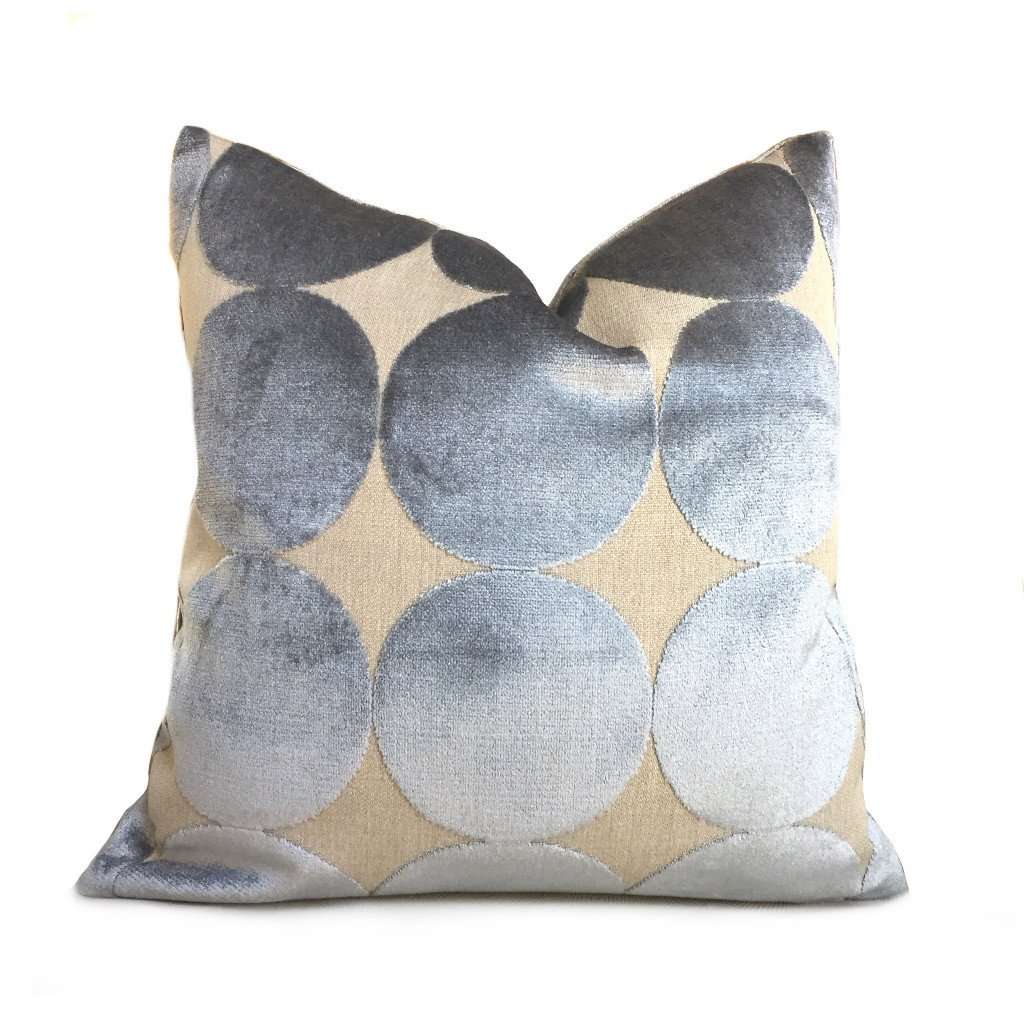 Robert Allen Plush Dotscape Velvet Dots Circles Dove Gray Pillow Cover by Aloriam