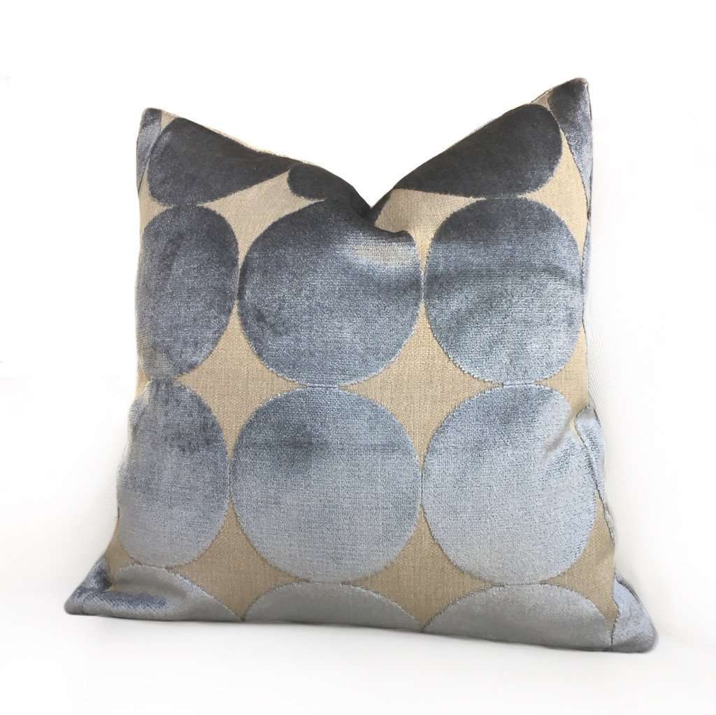 Robert Allen Plush Dotscape Velvet Dots Circles Dove Gray Pillow Cover by Aloriam