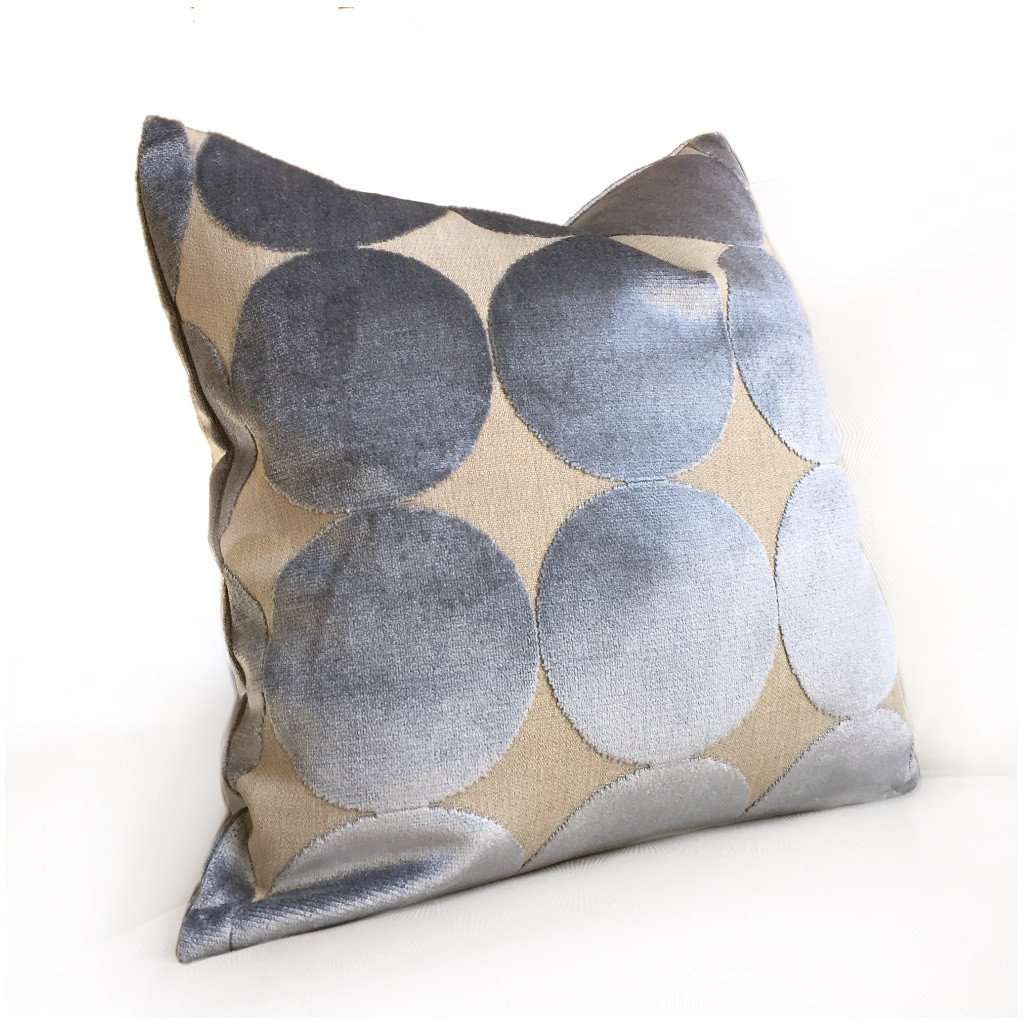 Robert Allen Plush Dotscape Velvet Dots Circles Dove Gray Pillow Cover by Aloriam