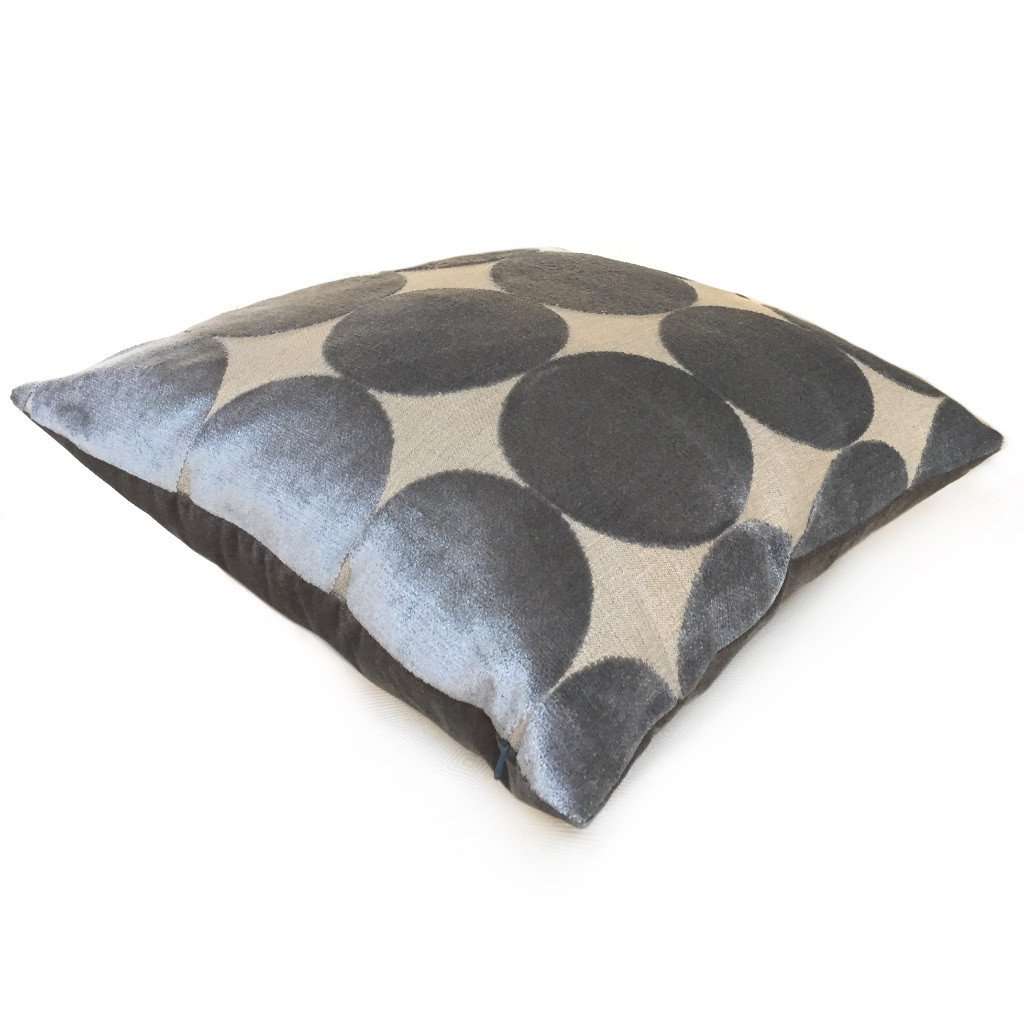 Robert Allen Plush Dotscape Velvet Dots Circles Dove Gray Pillow Cover by Aloriam