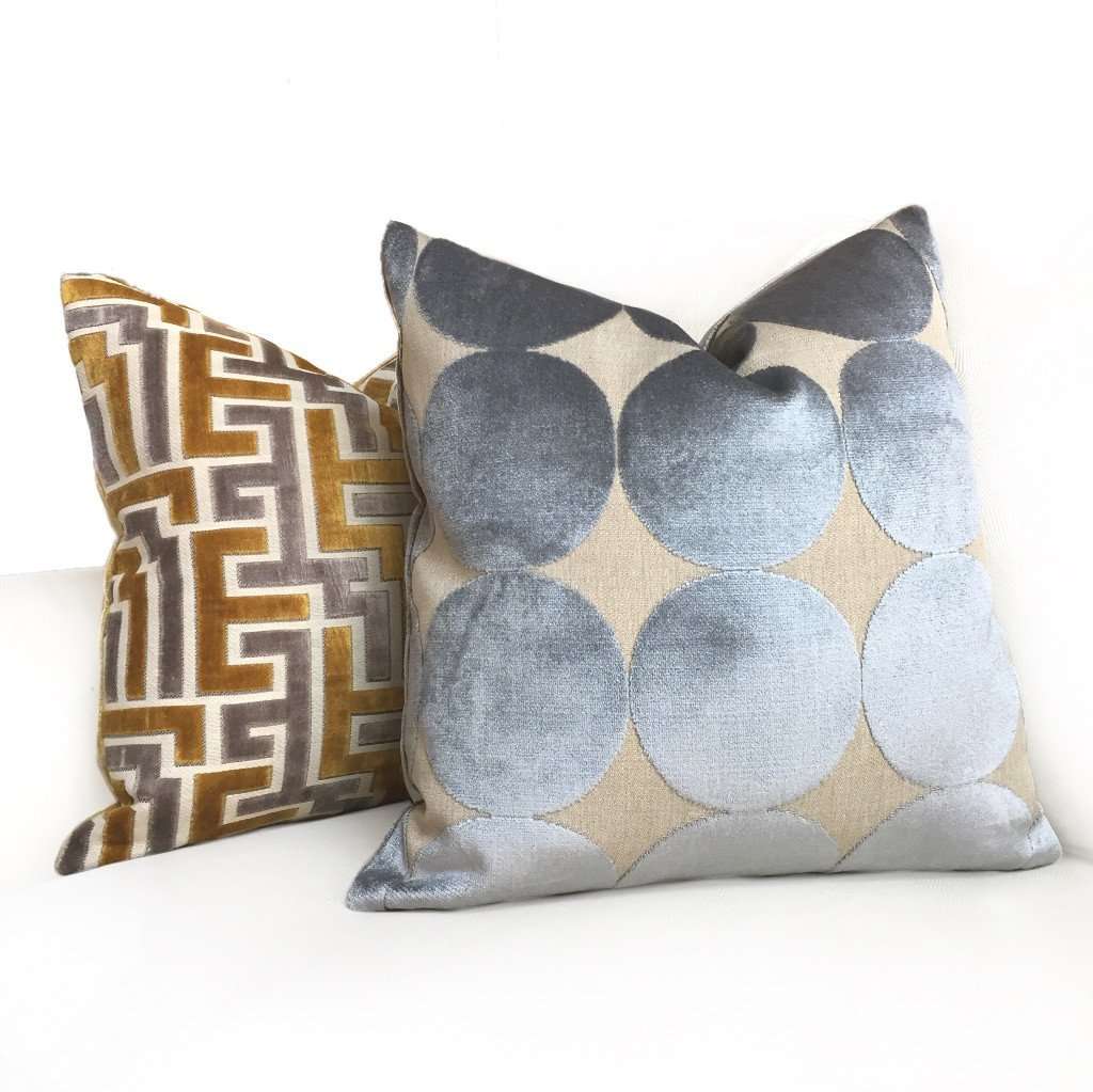 Robert Allen Plush Dotscape Velvet Dots Circles Dove Gray Pillow Cover by Aloriam