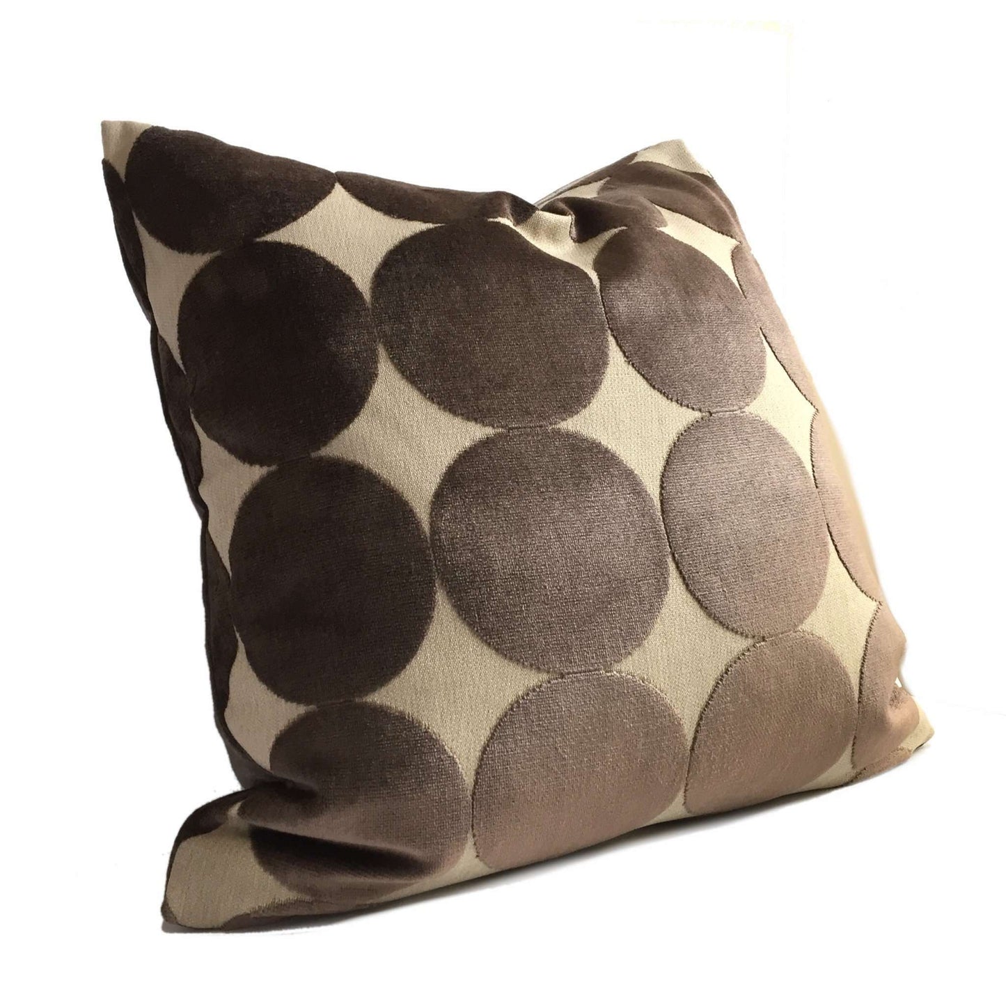 Robert Allen Plush Dotscape Velvet Dots Circles Major Brown Pillow Case Euro Sham 24x24 26x26