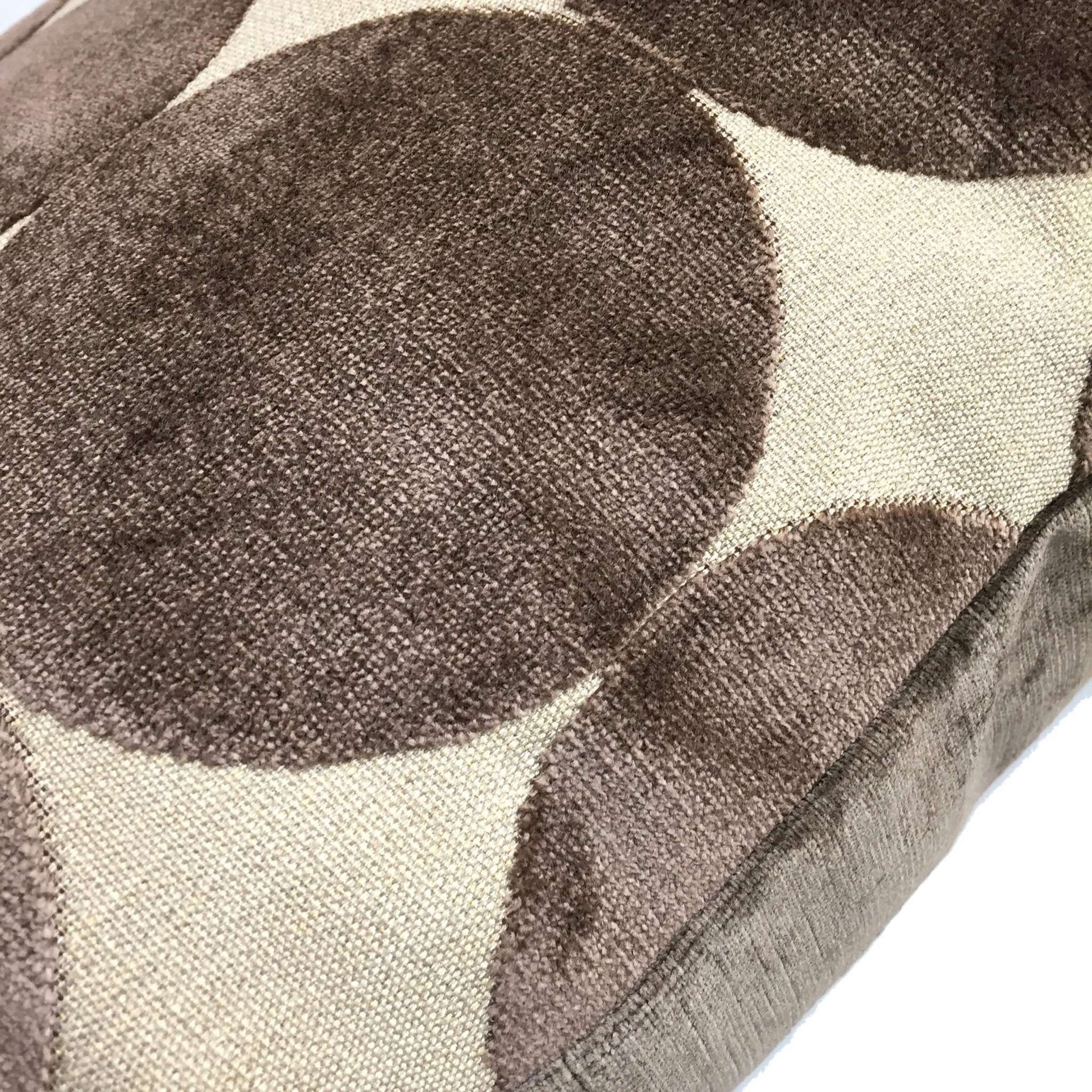 Robert Allen Plush Dotscape Velvet Dots Circles Major Brown Beige Pillow Cover by Aloriam