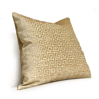 Robert Allen Plush Greek Keys Gold Sand Beige Velvet Chenille Pillow Cover,  Fits 12x18 12x24 14x20 16x26 16" 18" 20" 22" 24" Cushions