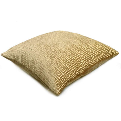 Robert Allen Plush Greek Keys Gold Sand Beige Velvet Chenille Pillow Cover,  Fits 12x18 12x24 14x20 16x26 16" 18" 20" 22" 24" Cushions