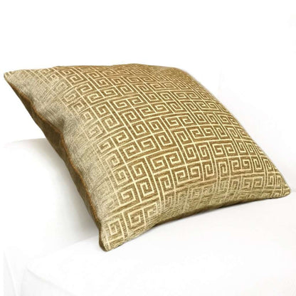 Robert Allen Plush Greek Keys Gold Sand Beige Velvet Chenille Pillow Cover,  Fits 12x18 12x24 14x20 16x26 16" 18" 20" 22" 24" Cushions