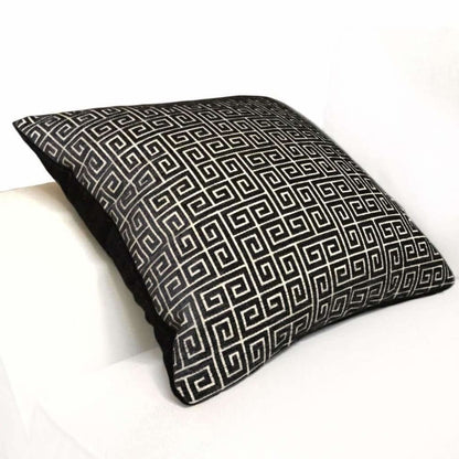 Robert Allen Greek Key Black Velvet Chenille Pillow Cover, Fits 12x18 12x24 14x20 16x26 16" 18" 20" 22" 24" Cushions