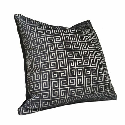 Robert Allen Greek Key Black Velvet Chenille Pillow Cover, Fits 12x18 12x24 14x20 16x26 16" 18" 20" 22" 24" Cushions