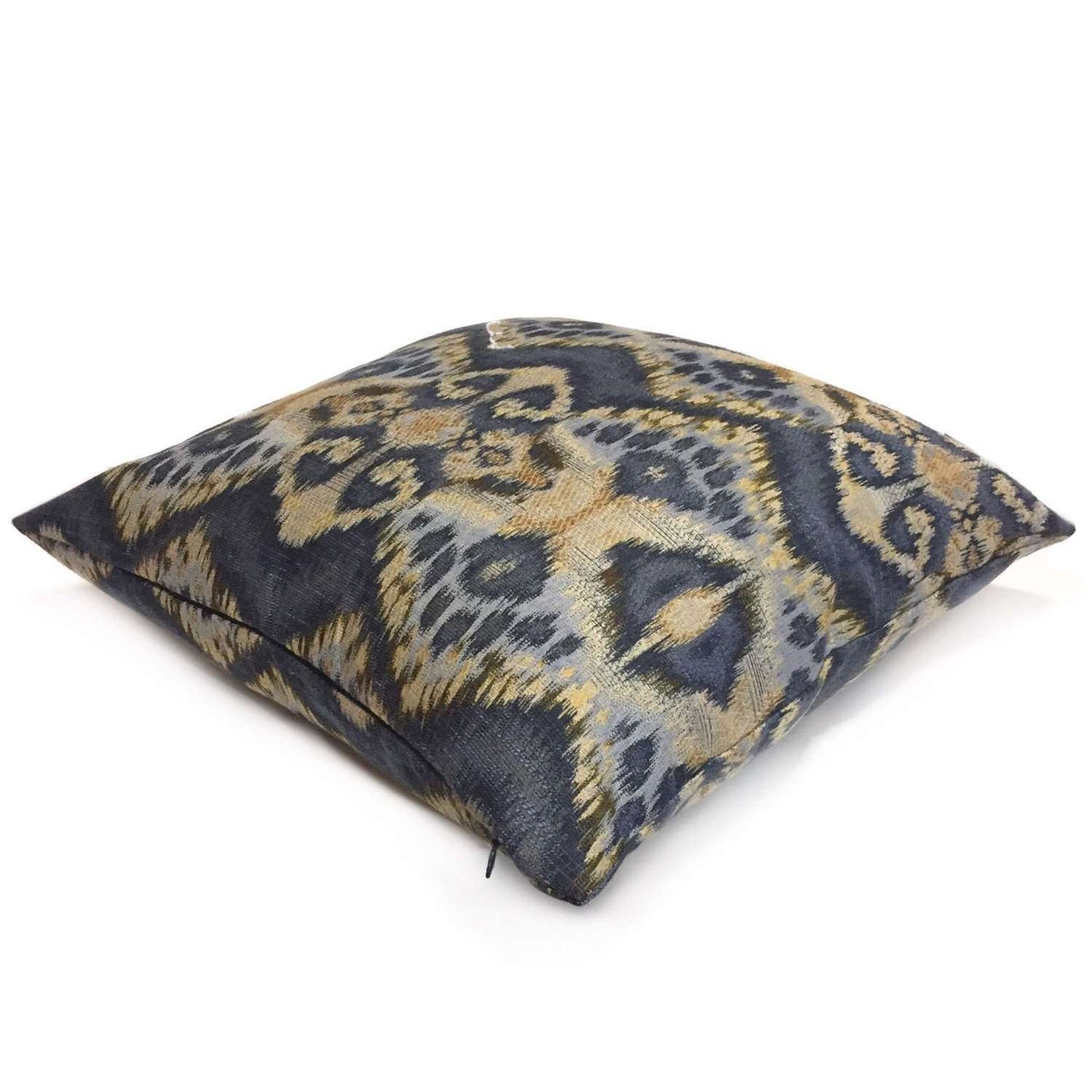 Robert Allen Rhythm Waves Blue Ikat Tribal Ethnic Pattern Pillow Cover by Aloriam