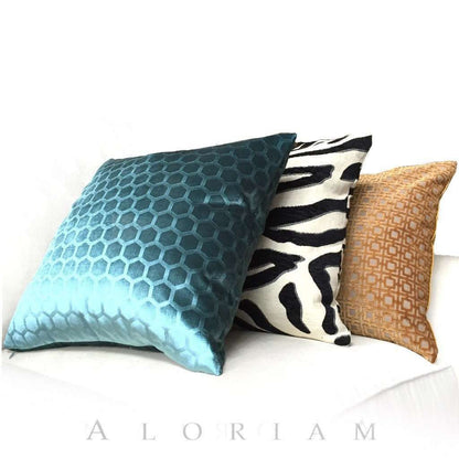 Robert Allen Soft Hex Cove teal geometric velvet pillow case 24x24