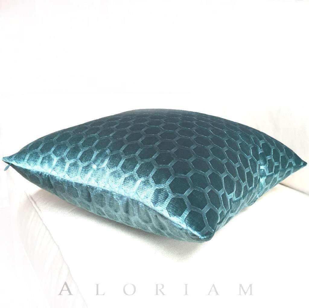 Robert Allen Soft Hex Cove teal geometric velvet pillow Sham 26x26