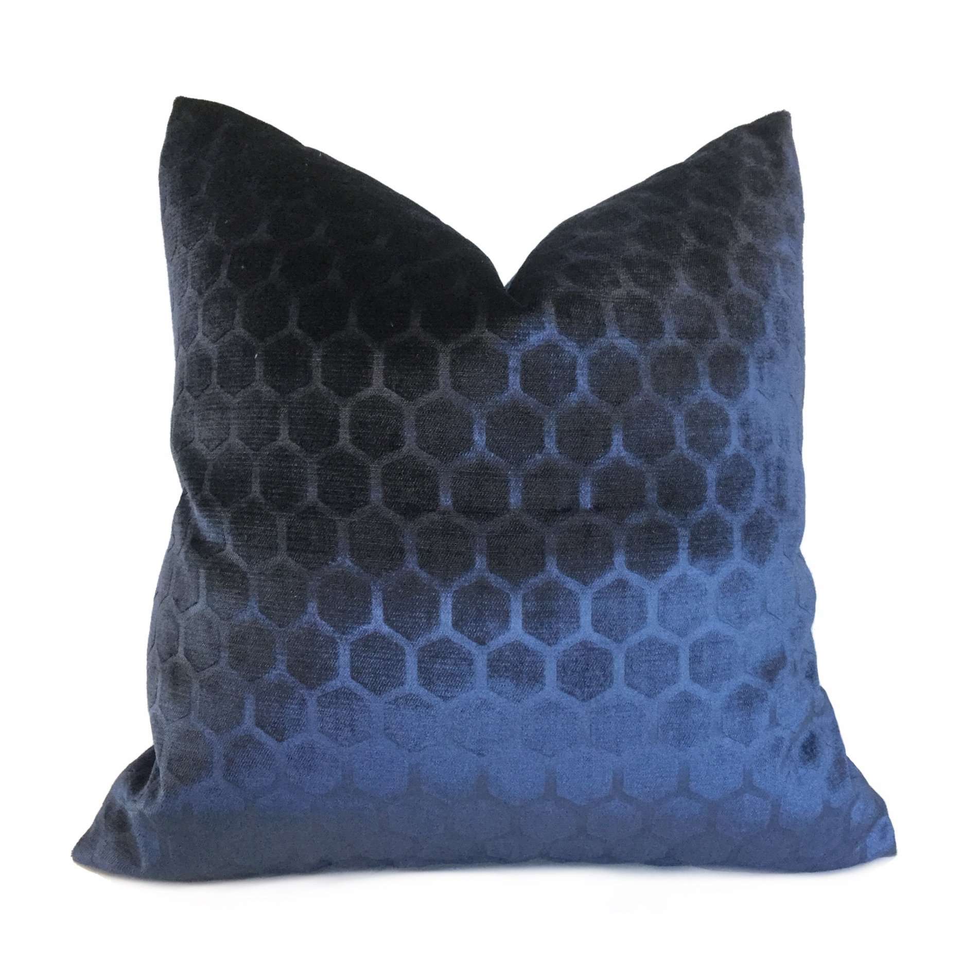 Aloriam Robert Allen Soft Hex Indigo Blue Geometric Hexagon Velvet Pillow Cover Fits 18x18 Insert 17x17 Cover