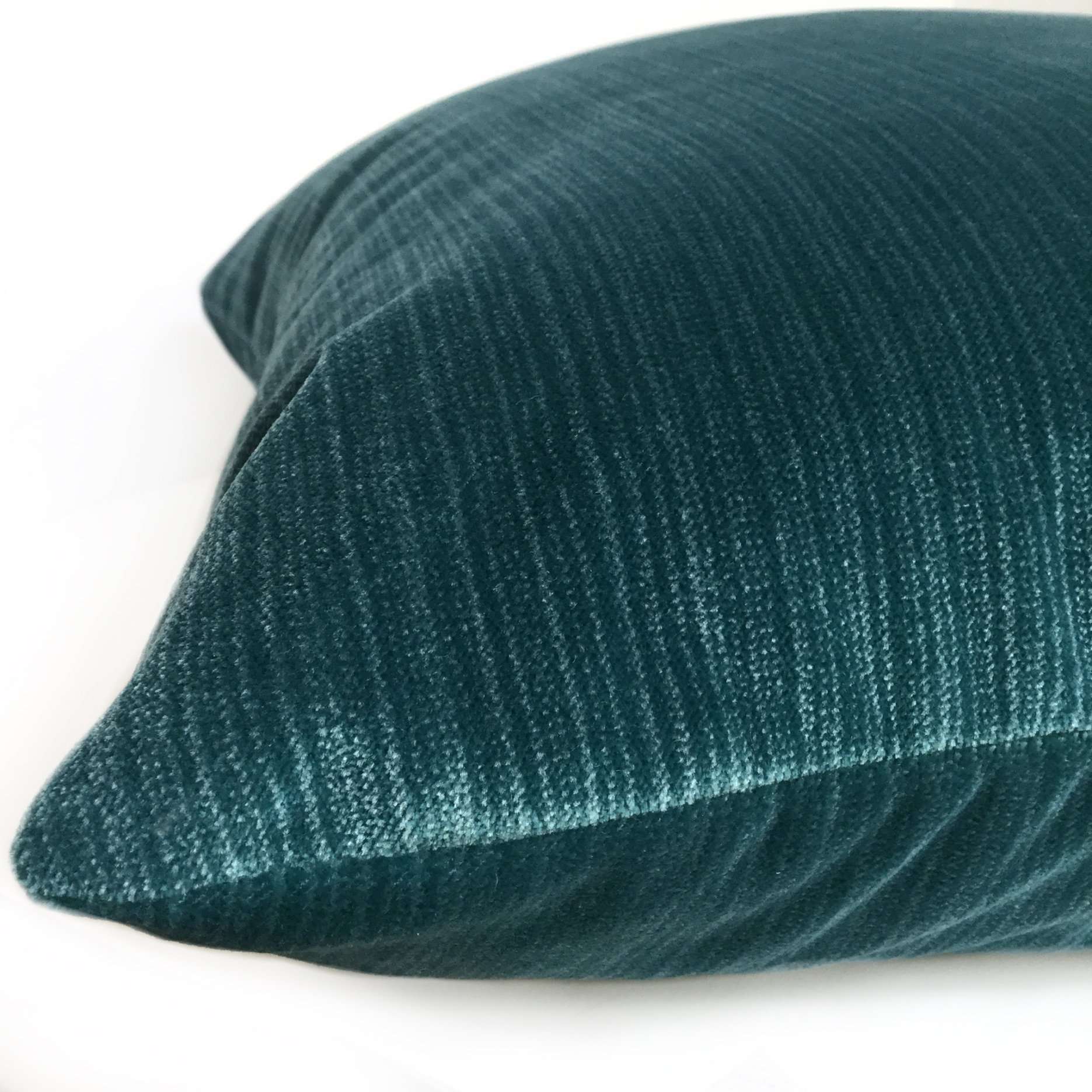 Robert Allen Plush Strie Teal Velvet Throw Pillow