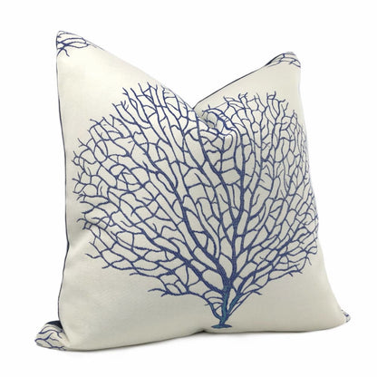 Robert Allen Tree Branch Cobalt Blue White Botanical Motif Pillow Cushion Cover - Aloriam